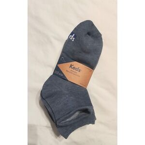 Keds 6 Pairs Flat Knit Quarter Socks Denim Blue Cushioned‎ Fits Shoe Size 5-10